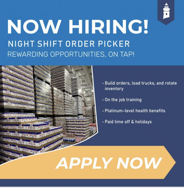 Have You Thought About Working The Night Shift? We Are Hiring For A Warehouse Order Picker 🍻… Apply Through Our Website Today!