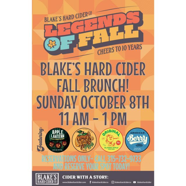 Sunday Brunch! This Weekend October 8th @ Killabrew Saloon Experience Some Unique Dishes Paired & Infused With Blake’s Hard Cider. 🍎🥞 

#cider #brunch #blakeshardcider
