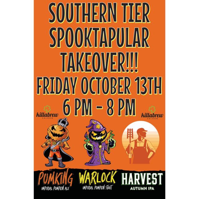A Tap Takeover Is Brewing... 🧙🎃🍻 Tomorrow, Friday October 13th Check Out The Best From Southern Tier At Killabrew Saloon From 6-8!

#southerntierbrewing #taptakeover #harvest #warlock #pumking